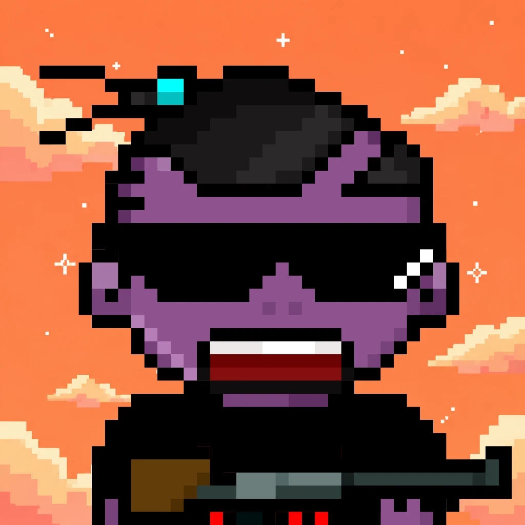Minihood #0002 — purple afro, sunglasses