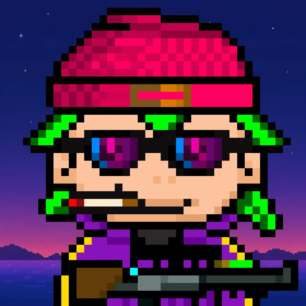 Minihood #0004 — red beanie, purple hoodie
